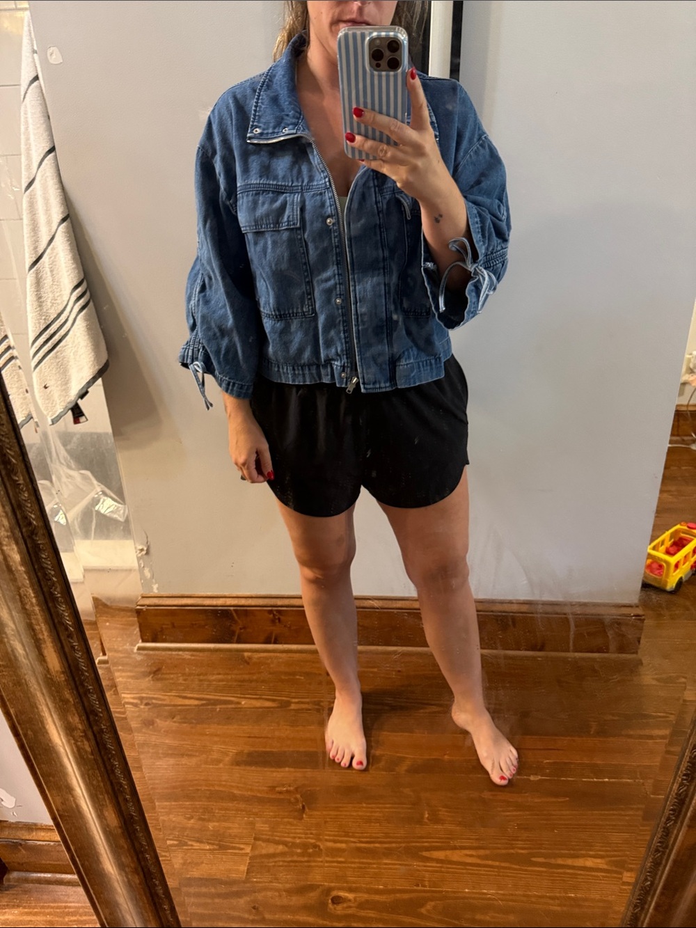 LOFT Blue Denim Zip-Front Jean Jacket